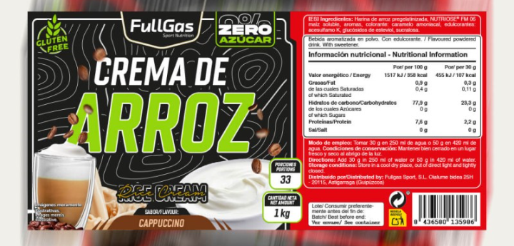 CREMA DE ARROZ ZERO Cappuccino 1kg